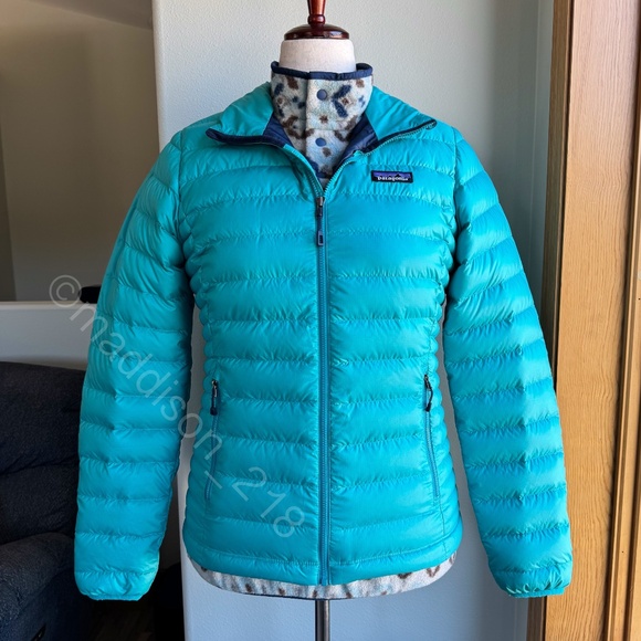 Patagonia Down Sweater Jacket Medium Epic Blue Puffer Coat 800-fill-power down M - Picture 1 of 14